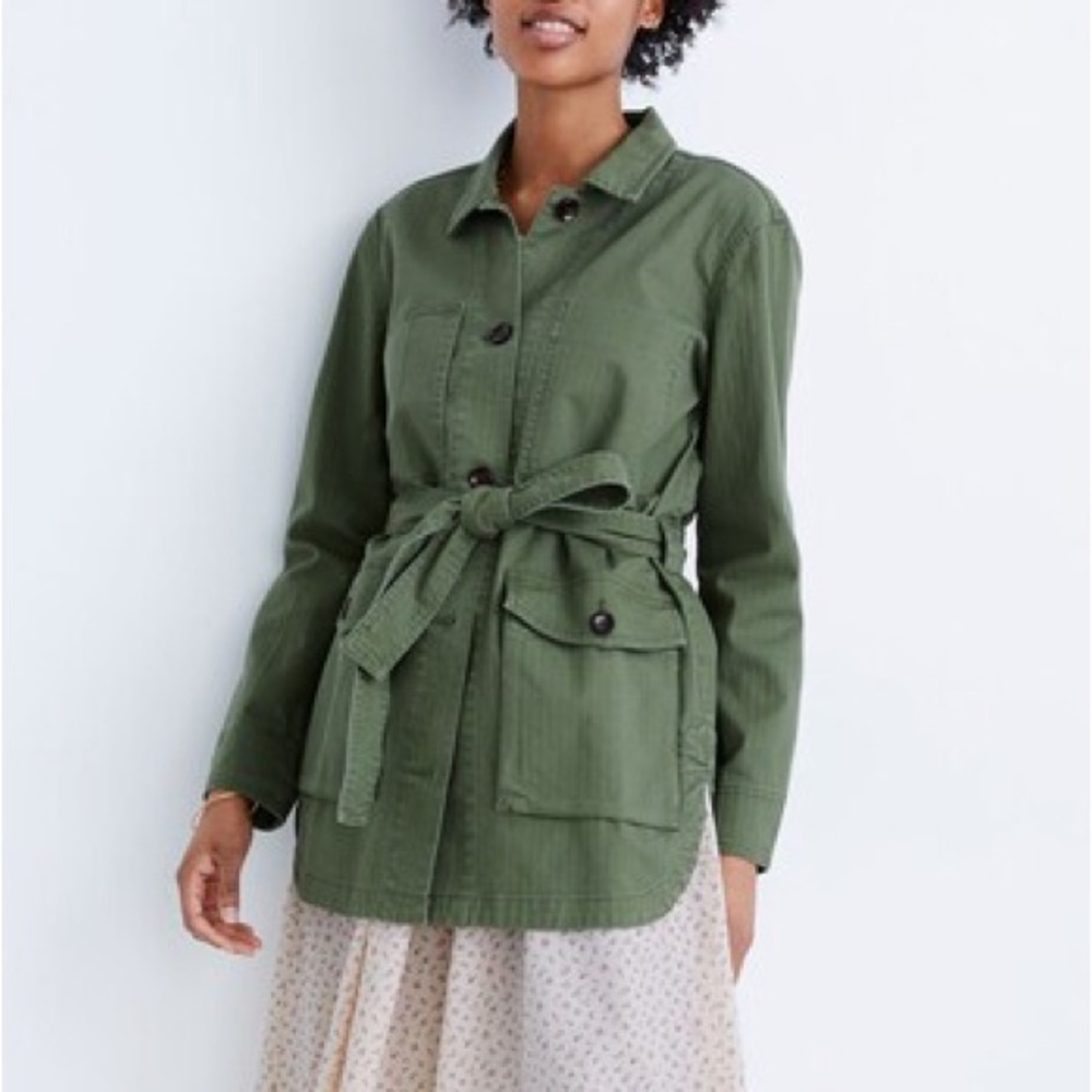 EUC Madewell Tie-Waist Utility Jacket - Olive Green - Small